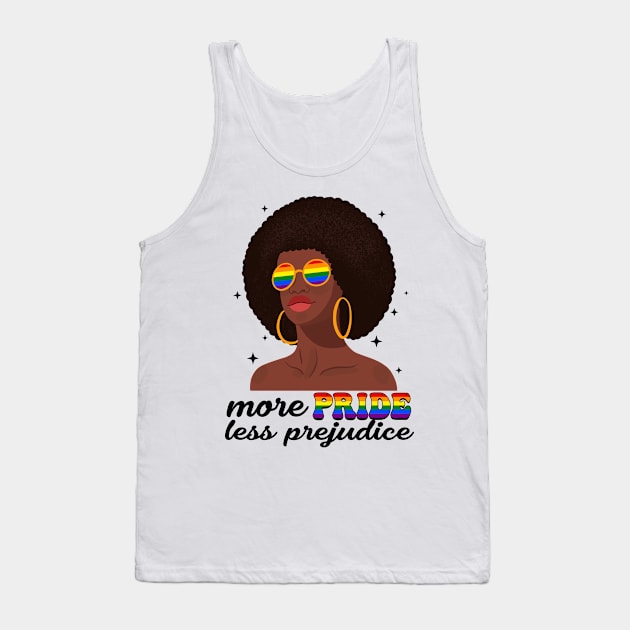 More Pride Less Prejudice LGBTQ Afro American Gift For Men Women Lgbt Tank Top by FortuneFrenzy